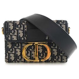 Borsa 30 Montaigne in tela Oblique blu Dior