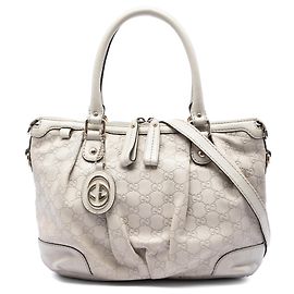 Borsa Satchel Gucci White Guccissima Sukey