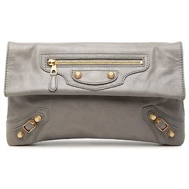Clutch Balenciaga Giant 12 Envelope Motocross in nappa grigia