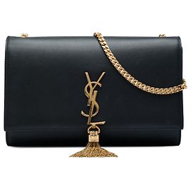 Saint Laurent Black Medium Smooth Calfskin Classic Monogram Kate Tassel Crossbody