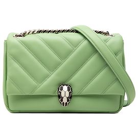 Bulgari Bvlgari Serpenti Cabochon in pelle verde, borsa a tracolla con catena