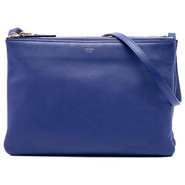 Céline Celine Trio Crossbody Large in pelle di agnello blu