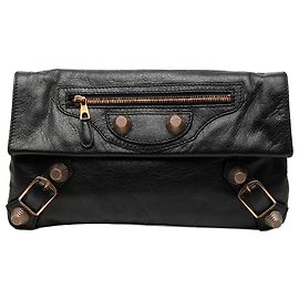 Clutch a Busta Balenciaga Giant 21 Motocross in pelle di agnello nera