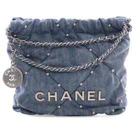 Sac à main Chanel Blue Mini Denim Studded 22
