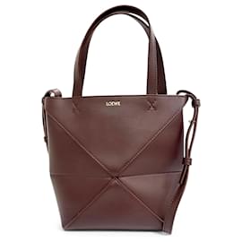 LOEWE Mini Tote Puzzle Fold in vitello lucido rosso