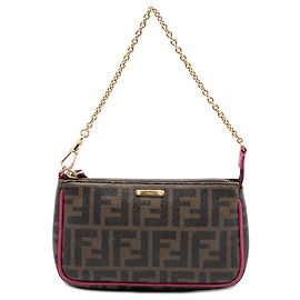 Pochette Fendi Brown Zucca Spalmati con catena