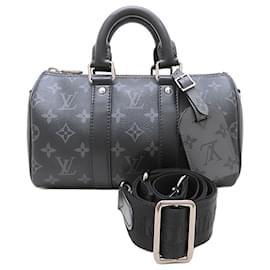Louis Vuitton Black Monogram Eclipse Reverse Keepall Bandouliere 25