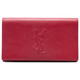 Clutch Belle de Jour Grande de piel roja Saint Laurent
