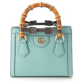 Borsa Gucci Blue Mini Calfskin Bamboo Diana Satchel