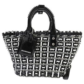 Borsa Balenciaga Bistro Basket Bag XS in ecopelle grigia