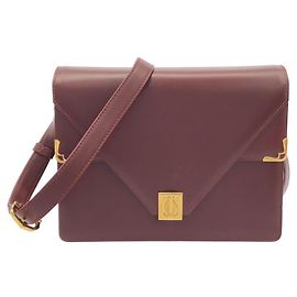 Cartier Schultertasche aus Bordeaux-Leder