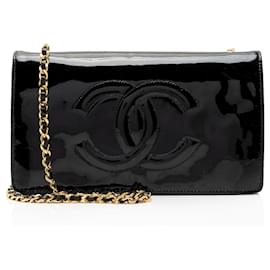 Chanel Vintage Portafoglio CC con catena in pelle verniciata