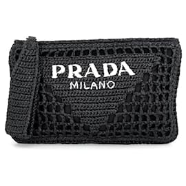 Borsa a pochette Prada in rafia nera