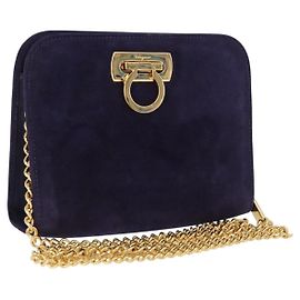 Salvatore Ferragamo Vintage Gancini Chain Suede Small