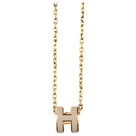 Hermès Collana Hermes Mini Pop H in Marron Glacé Gold