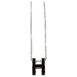 Hermès Hermes Pop H Halskette in Schwarz und Silber