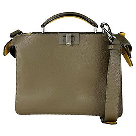 Borsa a tracolla Fendi Peekaboo I.U. in Khaki e Yellow