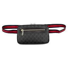 Gucci GG Supreme Body Bag - Gray Red Navy Leather
