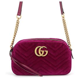 Borsa a spalla piccola Gucci GG Marmont in velluto matelassé