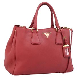 Borsa a mano PRADA Vittero Dino Leather 2way Rossa Oro Auth BA15080V