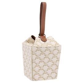 Céline CELINE Triomphe Handtasche PVC Leather Ivory Gold Auth 200281SAM