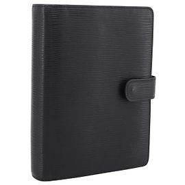 LOUIS VUITTON Epi Agenda MM Day Planner Cover Black R20042 LV Auth BA15349
