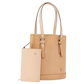 LOUIS VUITTON Nomad Leder Bucket PM Schultertasche Beige M85001 LV Auth ka5828V