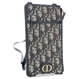 Bolso Christian Dior Trotter Canvas 30 Montaigne Diorissimo Navy Gold Auth 197573M