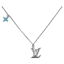 LOUIS VUITTON Collana Iniziali LV Metallo Argento Blu M80208 LV Auth 199075SAM
