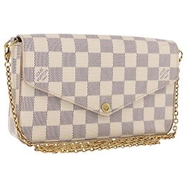 LOUIS VUITTON Damier Azur Pochette Felicie Chain Wallet N63106 LV Auth ka5889A