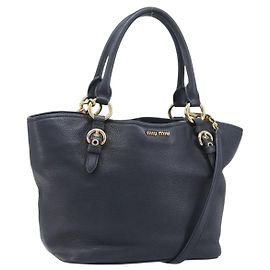Borsa a mano Miu Miu in pelle 2way Nero Oro Auth 199190A