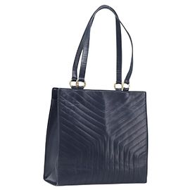 Borsa Tote SAINT LAURENT in pelle Navy Gold Auth 199687