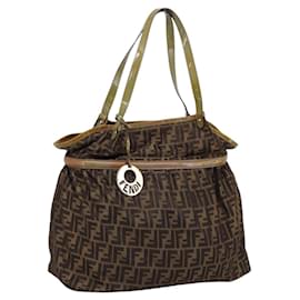 Borsa Tote FENDI Zucca Canvas Nylon Marrone Nero Auth 197800