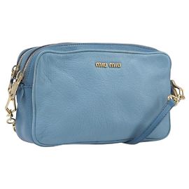 Borsa a tracolla Miu Miu in pelle blu e oro Auth 200239A