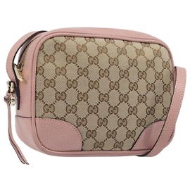 Borsa a tracolla GUCCI GG Canvas Beige Oro 449413 Auth 197806A