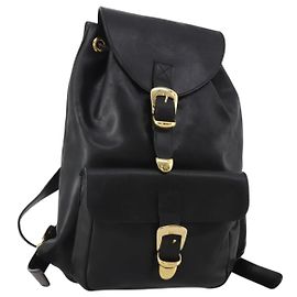 Zaino Gianni Versace Medusa in pelle nera e oro Auth BA14881
