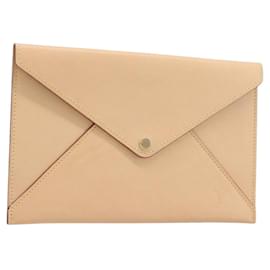 LOUIS VUITTON Nomad leather Clutch Bag Beige LV Auth 196985V