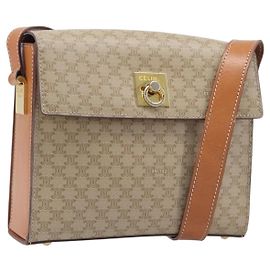 Céline Borsa a tracolla CELINE Macadam PVC Pelle Beige Tono Oro Auth 198924