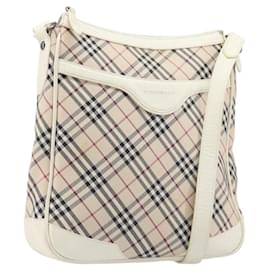 Borsa a tracolla BURBERRY Nova Check Canvas Beige Silver Auth 199616