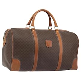 Céline Borsa Boston CELINE Macadam Canvas PVC Leather Brown Gold Auth 194398