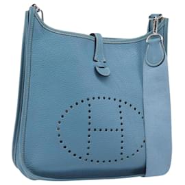 Hermès Borsa a tracolla HERMES Evelyn 3PM in pelle blu Auth 199617V
