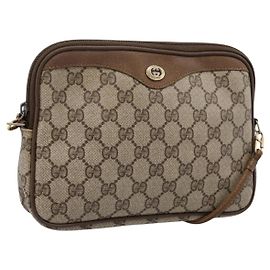 Bolsa de Ombro GUCCI GG Supreme PVC Beige Gold 56 02 068 Auth 196956