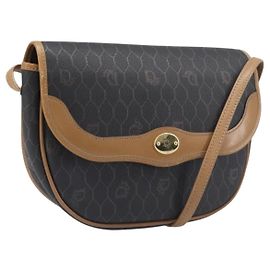 Borsa a tracolla Christian Dior in tela Honeycomb PVC Nero Oro Auth 199651