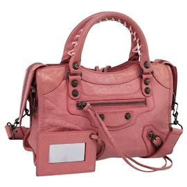 BALENCIAGA Borsa a mano Classic Mini City in pelle 2way Rosa 300295 Auth ka5914V