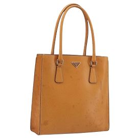Borsa a mano PRADA in pelle 2way Beige Argento Auth 197158