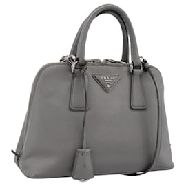 Borsa a Mano PRADA Saffiano 2way Grigio Argento Auth 198967A