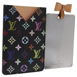 LOUIS VUITTON Monogram Multicolor Etui Handspiegel Schwarz M92651 LV Auth 199163V