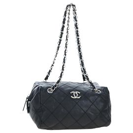 Bolsa de Ombro CHANEL Chain Matelasse Couro Caviar Preto Prata CC Auth yk20796SAV