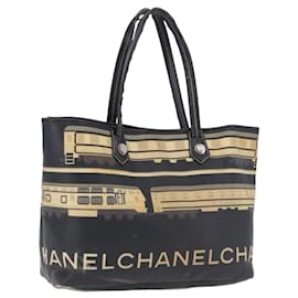 Borsa Tote CHANEL Central Station PVC Pelle Nero Argento CC Auth BA15317