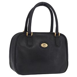 Bolsa de Mão GUCCI Couro Preto Dourado 000 104 0030 Auth 197725